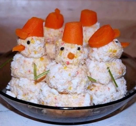 New Years salad Snowman: 9 recipes with photos