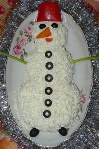 New Years salad Snowman: 9 recipes with photos