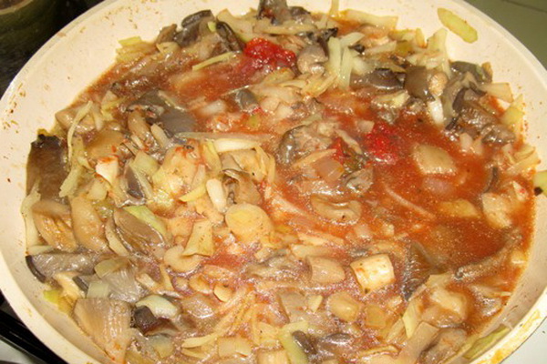 Oyster mushrooms with cabbage: cooking recipes with photos