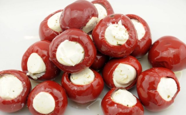 Peppers stuffed with cheese for the winter: feta, cheese, in oil