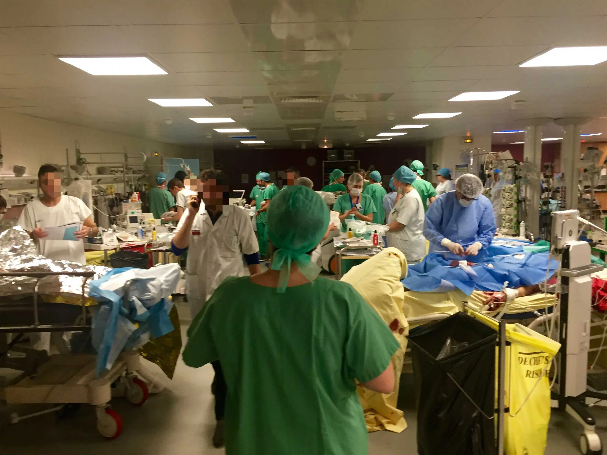 Photo of busy doctors in one of Paris hospitals after a terrorist attack