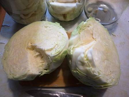 Pickled cabbage in large pieces of instant cooking: recipe