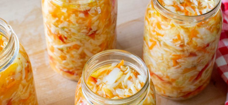 Pickled cabbage slices for the winter are very tasty