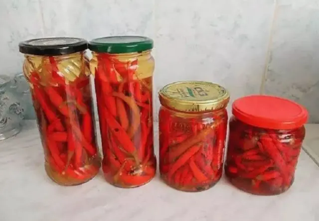 Pickled hot peppers for the winter in Armenian