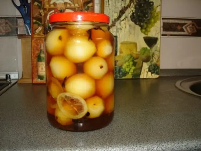 Pickled pears in jars for the winter