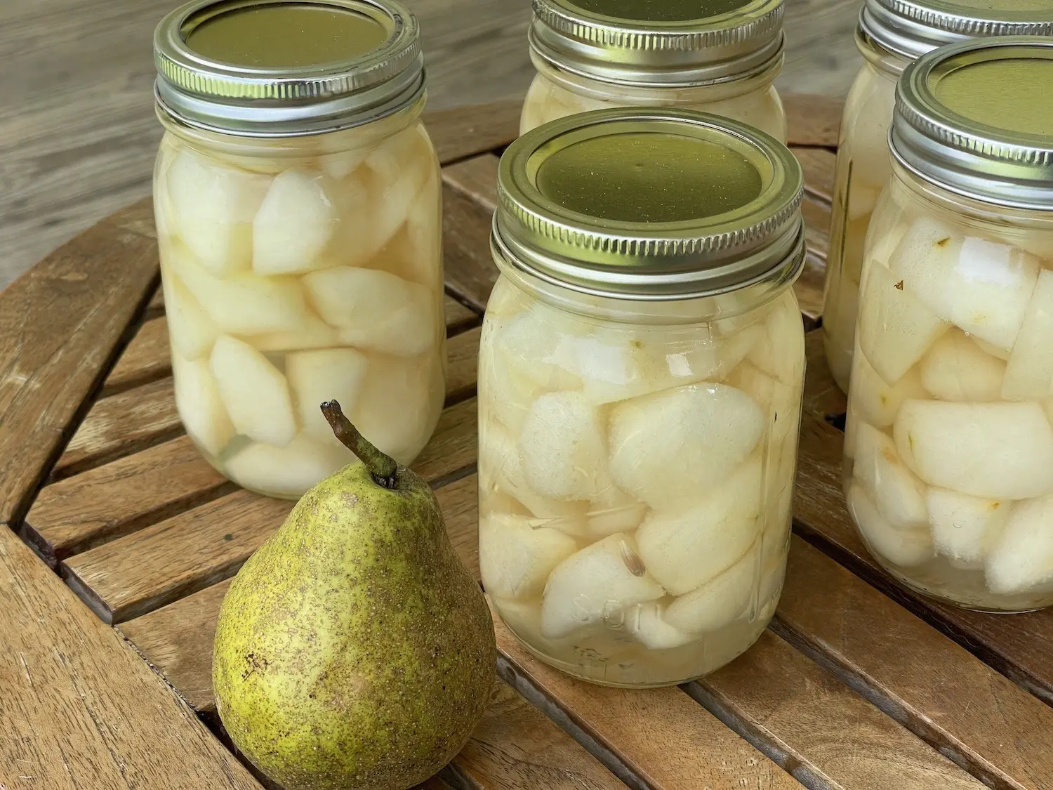 Pickled pears in jars for the winter