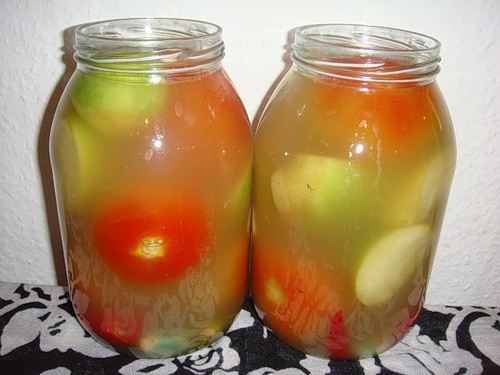 Pickled tomatoes for the winter in jars