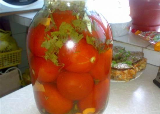 Pickled tomatoes for the winter in jars