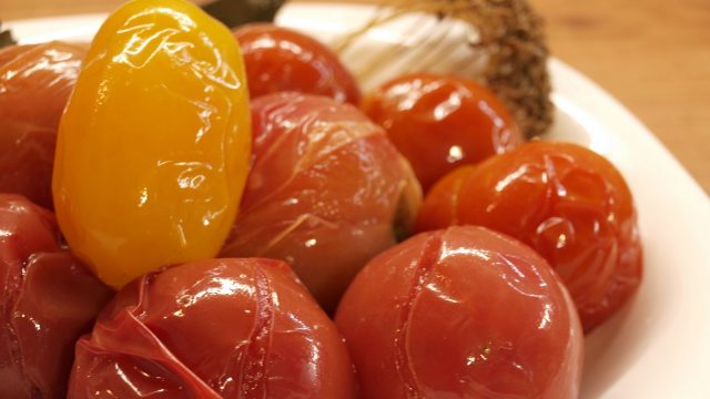 Pickled tomatoes for the winter in jars