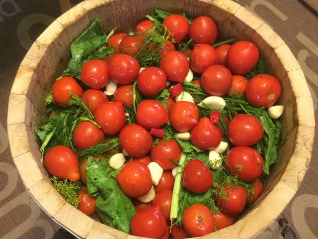 Pickled tomatoes for the winter in jars