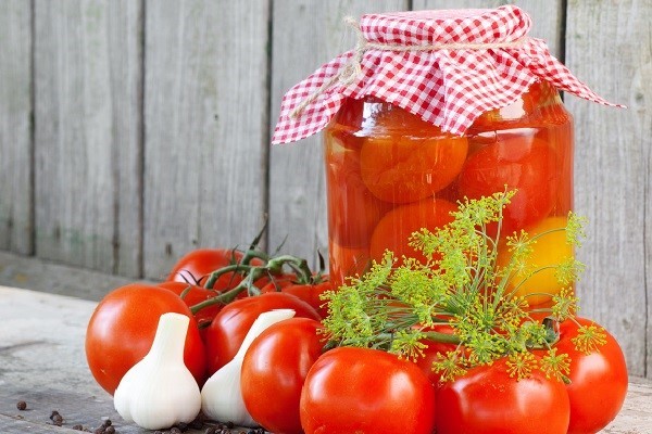 Pickled tomatoes for the winter in jars