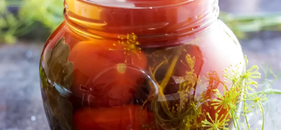 Pickled tomatoes for the winter in jars