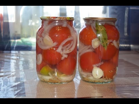 Pickled tomatoes with onions for the winter: recipes with photos