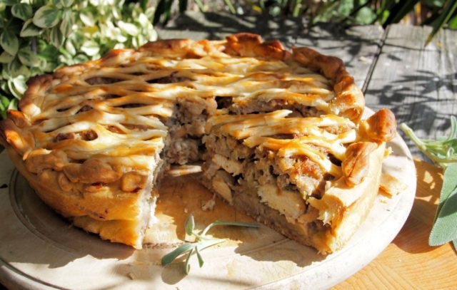 Pie with mushrooms: salted and fresh, with potatoes and onions, recipes with photos