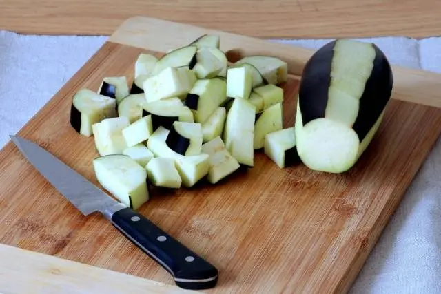 Pieces of eggplant caviar