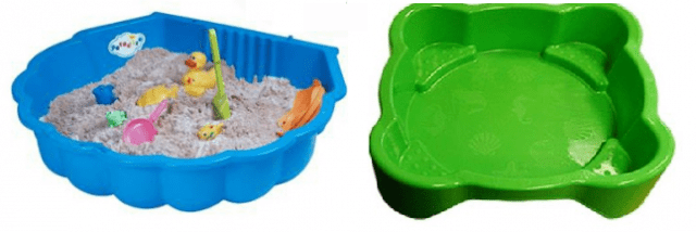 Plastic sandbox for giving 