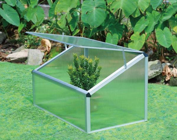 Polycarbonate greenhouse with opening roof 