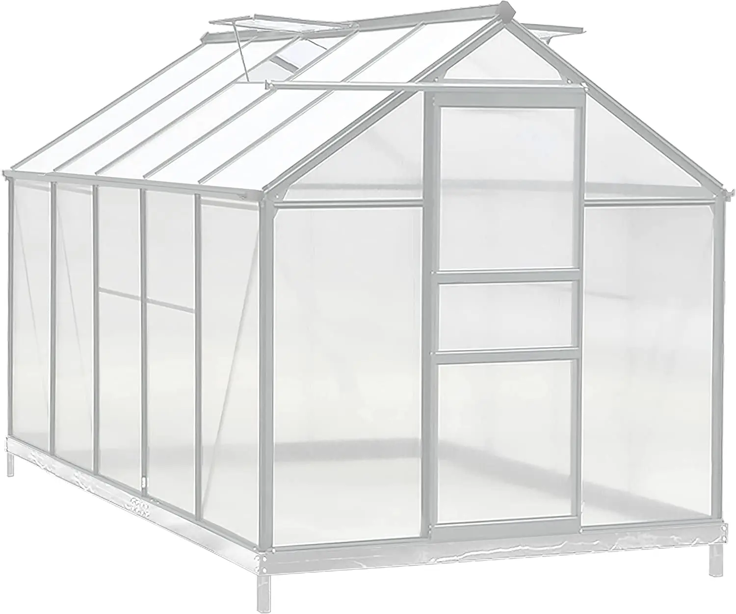 Polycarbonate greenhouse with opening roof 