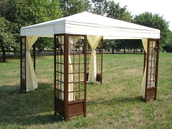 Prefabricated gazebos: metal, wooden modular canopies, folding garden pavilions