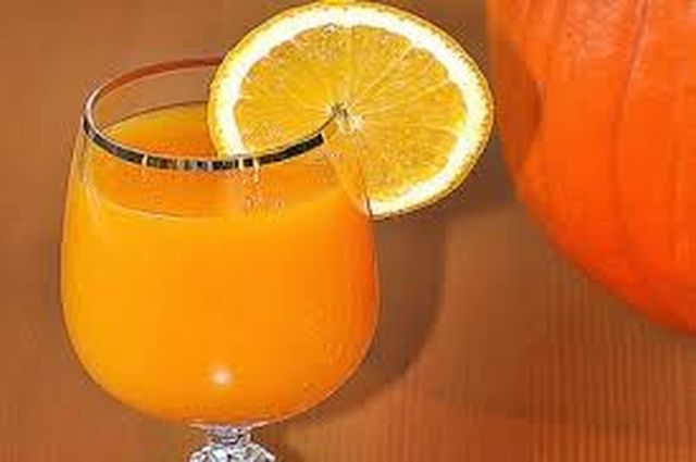 Pumpkin juice for the winter with orange