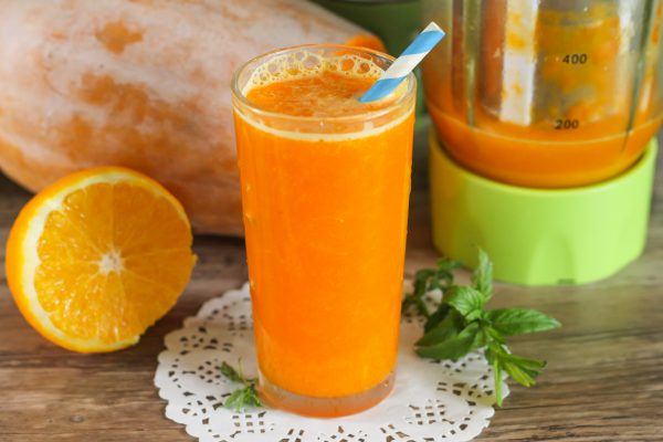 Pumpkin juice for the winter with orange