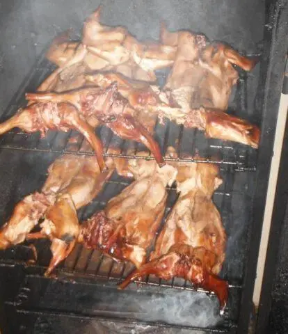 Rabbit hot, cold smoked at home