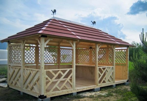 Rectangular gazebo for a summer residence: types of construction, drawing of a wooden pavilion for building with your own hands