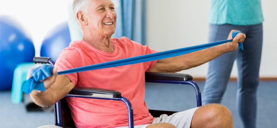 Rehabilitation of the elderly. Exercise that brings relief