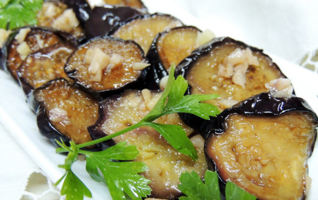 Salad for the winter of eggplant and cucumbers