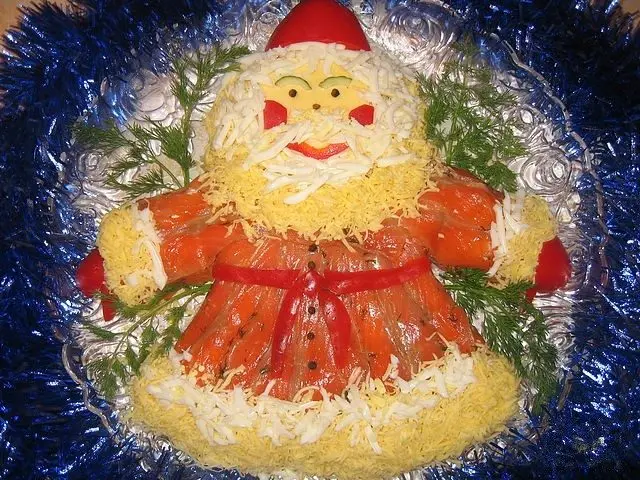 Salad in the form of Santa Claus for the New Year