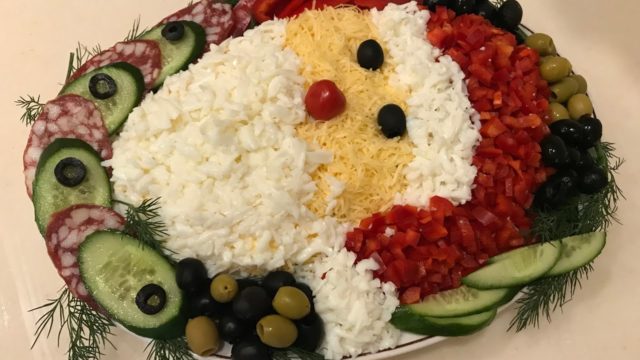 Salad in the form of Santa Claus for the New Year