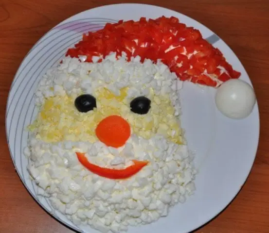 Salad in the form of Santa Claus for the New Year