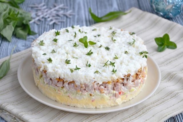 Salad Snow Queen with crab sticks: 9 best recipes