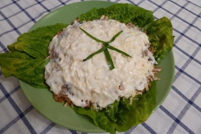 Salad with porcini mushroom: marinated, fried, salted, fresh