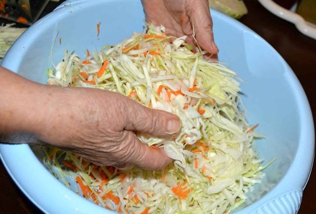 Salting early cabbage for the winter in jars