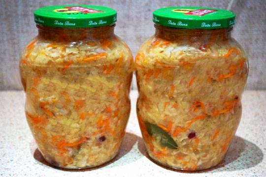 Sauerkraut in brine in a jar