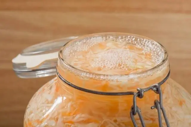 Sauerkraut in brine in a jar