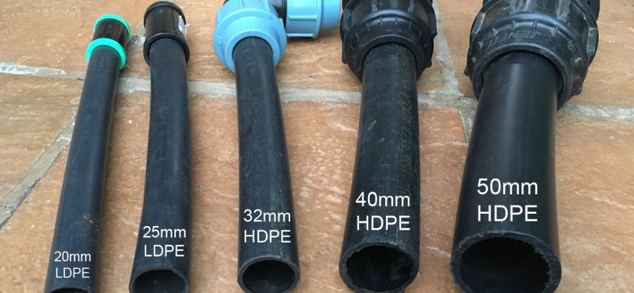 Selection of pipes for irrigation systems