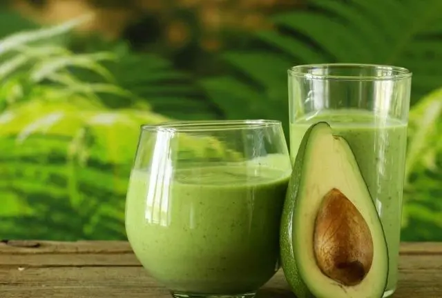 Smoothie with avocado and banana, apple, spinach,