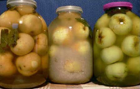 Soaked apples in jars for the winter