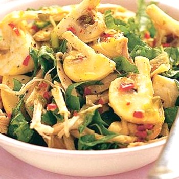 Spicy salads with canned champignons