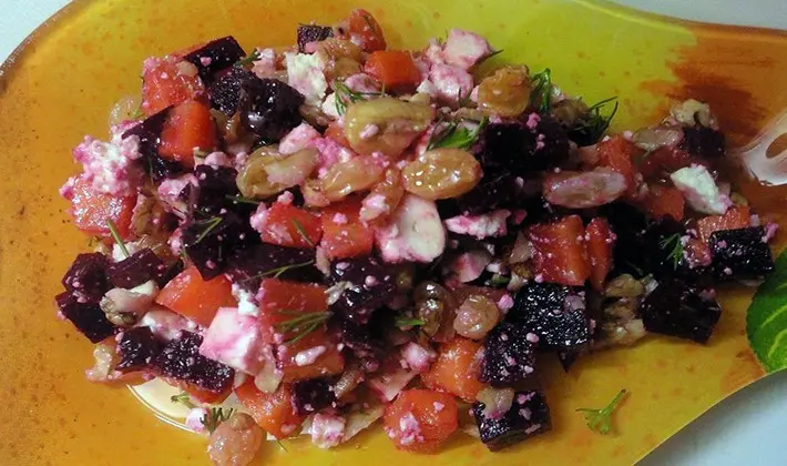 Spicy salads with canned champignons