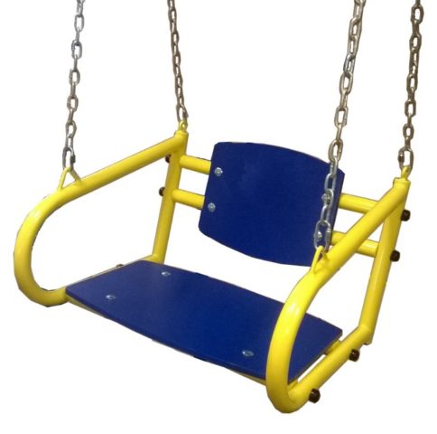 Suspended swing on chains: with a back, double and for adults, design + photo