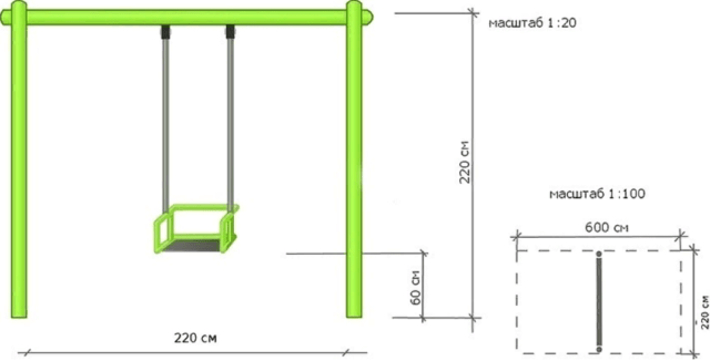 Suspended swing on chains: with a back, double and for adults, design + photo