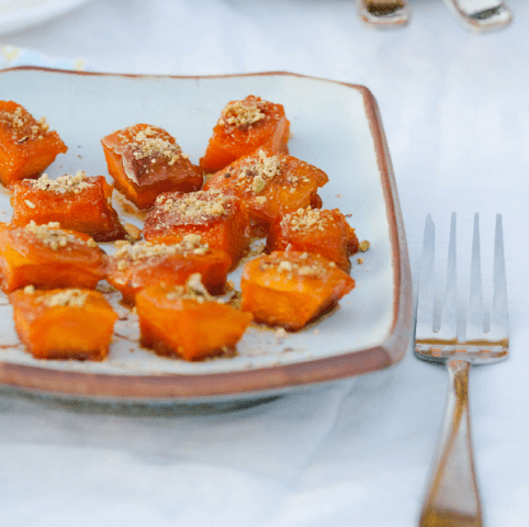 Sweet dried pumpkin in the oven