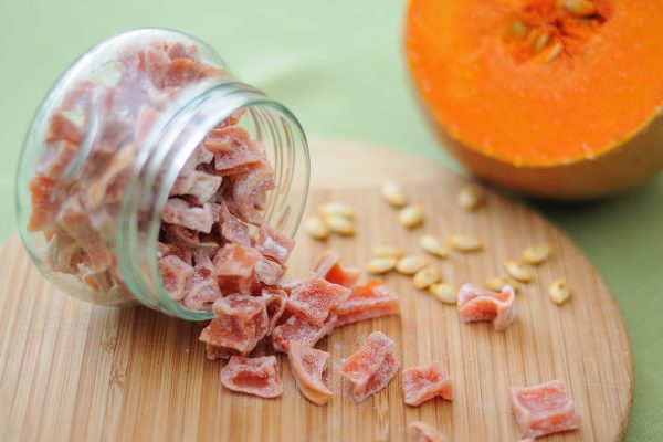 Sweet dried pumpkin in the oven