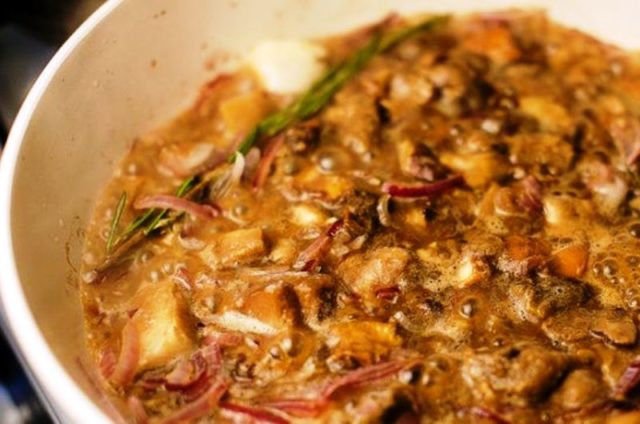 Tagliatelle with porcini mushrooms in a creamy sauce