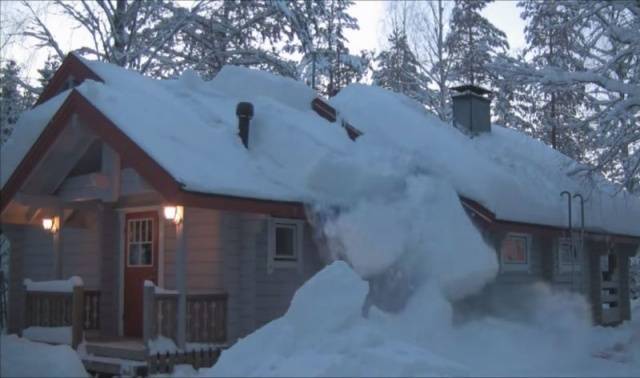 Telescopic shovel for removing snow from the roof