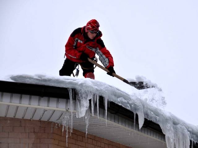 Telescopic shovel for removing snow from the roof