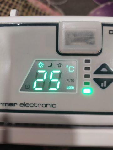 Testing a convection-type heater of the  brand Ballu in September